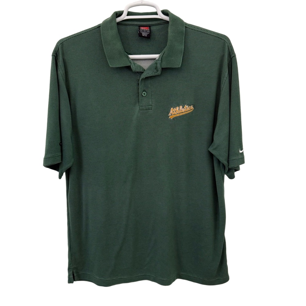 Nike Polo‎ Shirt Mens Large Green Athletics Embroidered DriFit
